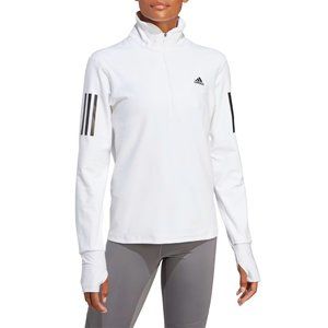 Adidas Women's 1/2 Zip Running Sweatshirt Long Sleeve White S - 3 Stripes - NWT